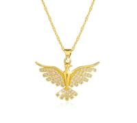 Ladies Decorative Clear Crystal Pendant -18K Gold Plated Stainless Steel Hypoallergenic - Symbolic Rising Phoenix Bird Necklace for Women - Supplied with Jewellery Gift Box (Phoenix)