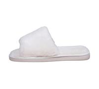 Ladies' Deluxe Fluffy Memory Foam Slip on Slippers Cozy Faux Fur Lined Open Toe House Slides House Slippers Home Slippers House Shoes Memory Foam Slippers Outdoor Slippers for Women White