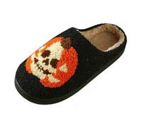 Ladies' Deluxe Fluffy Slippers Memory Foam Soft Cotton Bedroom Solid Color Plush House Slides Halloween/Christmas Printed