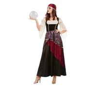 Smiffys Deluxe Fortune Teller Costume, Black with Dress & Headband, Circus Fancy Dress, Adult Dress Up Costumes