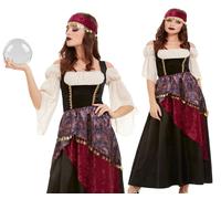 Ladies Deluxe Romany Gypsy Fortune Teller Fancy Dress Outfit Womens Costume