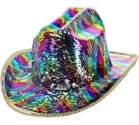 Smiffys Fever Deluxe Sequin Cowboy Hat, Rainbow, Fever Accessories Fancy Dress, Western Dress Up Hats
