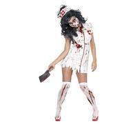 Ladies Deluxe Zombie Nurse Costume Halloween Horror Fancy Dress Outfit