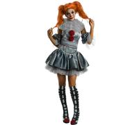 Ladies Delxe Pennywise Costume IT Pennywise Creepy Clown Adults Fancy Dress
