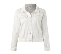 Ladies Denim Jacket, Jean Jackets for Women Uk Fitted Ladies Stretch Solid Color Basic Button Denim Jacket with Pockets Top Jean Shacket Ladies Casual Jackets Western Work Jacket