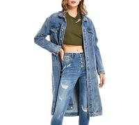Ladies Denim Jacket, Jeans Jacket for Women Uk Casual Summer Long Sleeve Ladies Button Up Slim Fit Stretch Denim Coat Jean Shacket Ladies Casual Jackets Western Work Jacket
