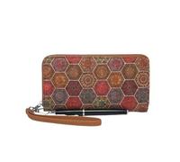 Ladies Designer Cork Wallets, Genuine Leather, Floral and Geometric Patterns, 19 x 10 cm (Arabic)