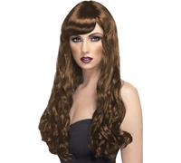 Ladies Desire Long Curly Wig with Fringe In Brown