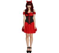 Ladies Devil Costume Halloween Satanic Witch Devils Outfit Fancy Dress Adults