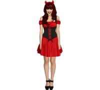 Ladies Devil Costume Halloween Satanic Witch Devils Outfit Fancy Dress Adults