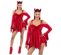 Ladies Devil Dress Halloween Sexy Red Devils Fancy Dress Outfit Adults UK 8-18