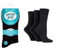 Ladies Diabetic Gentle Grip HoneyComb Top Non Elastic Seamless Socks 3 Pairs (Black) Size 4-8