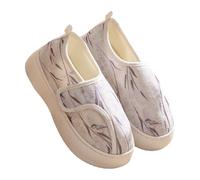 Ladies Diabetic Shoes Wide Fitting - Slippers For Swollen Feet Women - Bamboo Leaf Printed Shoes Chinese Style Slipper With Adjustable Magic Footwear Closed Toe Slippers Causal Comfortable Shoe
