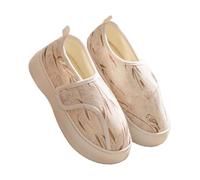 Ladies Diabetic Shoes Wide Fitting - Slippers For Swollen Feet Women - Bamboo Leaf Printed Shoes Chinese Style Slipper With Adjustable Magic Footwear Closed Toe Slippers Causal Comfortable Shoe