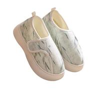 Ladies Diabetic Shoes Wide Fitting - Slippers For Swollen Feet Women - Bamboo Leaf Printed Shoes Chinese Style Slipper With Adjustable Magic Footwear Closed Toe Slippers Causal Comfortable Shoe