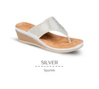 Ladies Diamante Wedge Sandals Cipriata Slip On Toe Post Summer Holiday Shoes