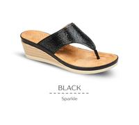 Ladies Diamante Wedge Sandals Cipriata Slip On Toe Post Summer Holiday Shoes