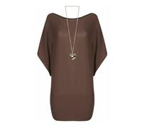 Ladies Dipped Hem Jumper Top Round Neck Women’s Baggy Oversized Hi Lo Batwing Top - Available in 6 colours - Sizes: 8-18 - Material: Viscose (as8, alpha, l, x_l, regular, regular, Mocha)