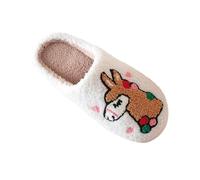 Ladies Donkey Slippers Winter Cute Fuzzy Flannel Memory Foam Indoor Wide Fit Closed Toe Warm Slides Shoes For Women (White, 7.5)
