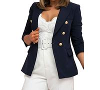 Ladies Double Breasted Style Blazer Womens Single Button Gold Button Closure Jackets