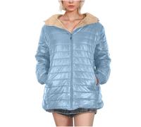 Ladies Down Puffer Coat for Women Winter Padded Fleece-lined Long Sleeve Quilted Cotton Zipper Hooded Jacket Autumn Lamb Wool Thermal Overcoat Outdoor Windproof Warm Parkas Coats with Pockets S-5XL