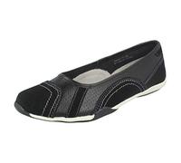 Ladies Down to Earth Flat Ballerina Shoes - Black/White Leather - UK Size 8 - EU Size 42 - US Size 10