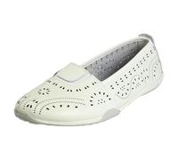 Ladies Down to Earth Punch Detail Casual Shoes F80578 - White Action Leather - UK Size 4 - EU Size 37 - US Size 6