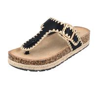 Ladies Down To Earth Toe Post Sandals F12105 - Black Synthetic - UK Size 7 - EU Size 40 - US Size 9