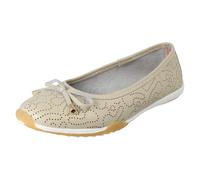 Ladies Down to Earth Wavey Punch Details Casual Shoes F80572 - Beige Action Leather - UK Size 7 - EU Size 40 - US Size 9