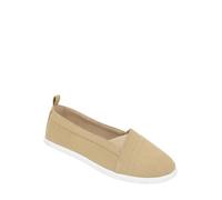 Ladies Dr Keller Wide E Fit Canvas Shoes Slip On with Elasticated Side Gusset Beige