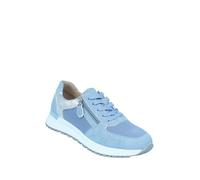 Ladies Dr Keller Wide E Fit Nubuck Look Trainer with Side Zip and Lace Up, Padded Ankle Collar with Cushioned Sock and Flexible Sole Blue
