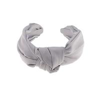 Ladies Draped Canvas Look Knotted Top Knot Twist Twisted Turban Extra Wide Thick Fashion Formal Evening Boho Vintage Headband Alice Band Women Hair Accessory Hairband Bridesmaid (Grey)