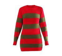 Ladies Dream Killer Dress - Medium/Large - Red and Green Striped Knitted Jumper Dress - Adults Womens Spooky Scary Horror Trick or Treat Party Halloween Fancy Dress Costume