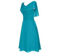 Ladies Dress Sale Summer Dresses for Women UK Plus Size Fashion Chiffon Solid Color Maxi Dress Elegant Pleated Crew Neck Wedding Gown Dress Dresses for Women UK Elegant Dresses to Hide Tummy Blue