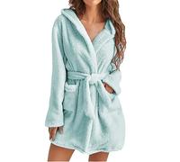 Ladies Dressing Gown Fleece Fuzzy Bath Robe for Women UK Soft Plush Housecoat Fur Teddy Loungewear Fluffy Super Soft Bathrobe Long Robe Winter Warm Cozy Bath Robe Nightwear with Pocket Gifts for Her