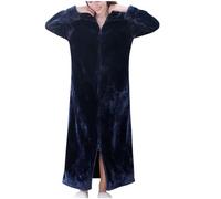 Ladies Dressing Gown Fuzzy Bath Robe for Women Winter Warm Fleece Oversized Zipper Thick House Coat Soft Full Length Long Plush Loungewear Casual Robe with Pockets
