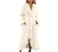 Ladies Dressing Gowns Super Soft Full Length Dressing Gowns Women'S Warm Long-Sleeved Bathrobe Palace Style Pajamas Morning Robe Thick Home Clothes Flannel Bathrobe