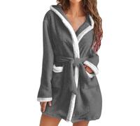 Ladies Dressing Gowns Warm And Cosy | Womens Dressing Gowns Fluffy Short Bathrobes Loungewear Nightwear Housecoat Dressing With Pockets And Belt Gowns Lightweight Hoodie Loungewear Flannel Bathrobes