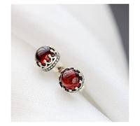 Ladies earrings 925 Sterling Silver Lady Retro Style Charm Earring Inlaid Natural Garnet Earring Earrings