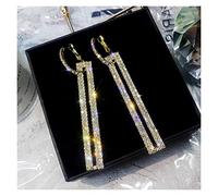 Ladies earrings Fashion Long Geometric Earrings Luxury Gold/Silver Color Rectangle Rhinestone Drop Earring For Women Jewelry Earrings