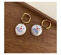 Ladies earrings Hand painted crying smiley alien pearl earrings unusual clown fun girl summer earrings Earrings