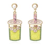 Ladies earrings Milk Tea Cup Earrings Lovely Girl Romantic Pearl Earrings Earrings