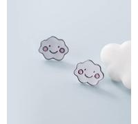 Ladies earrings Women's 925 Sterling Silver Cute Enamel Smiley Face Cloud Earrings Girl Exquisite Jewelry Party Banquet Earrings Earrings