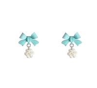 Ladies earrings Women's Earrings Cute Elegant Blue Bow Pearl Earrings Women's Festive Party Banquet Jewelry Earrings