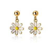 Ladies earrings Women's Earrings Enamel Sunflower Short Earrings 925 Silver Daisy Flower Earrings Fashion Elegant Jewelry Earrings
