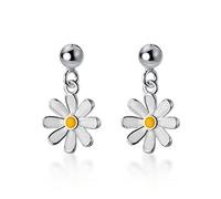 Ladies earrings Women's Earrings Enamel Sunflower Short Earrings 925 Silver Daisy Flower Earrings Fashion Elegant Jewelry Earrings