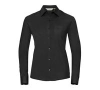 Ladies Easy Care Long Sleeve Cotton Poplin Shirt Blouse Russell 936F