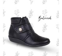 Boulevard Womens Wide Fit Ankle Boots with Touch and Zip Fastening Black (EE Fitting) 3 UK