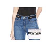 Ladies Elastic Belt Invisible No Buckle Belt for Women Men Black Adjustable Stretch Waist Belt Jeans Belt No.1 Black Suit Waist 22-34 inches