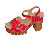Ladies Elasticated Sandals Color Elegant Versatile Border European & American Plus Size Heeled Sandals Women'S Sandals Size 7 (Red, 4.5)